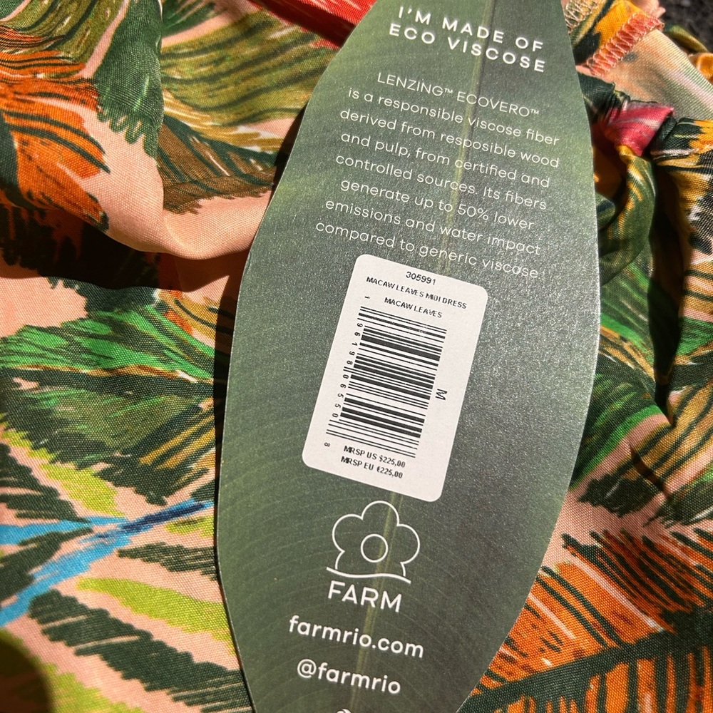 Farm Rio Macaw Leaves Cut-Out Midi Dress NEW Size Medium - Picture 13 of 13